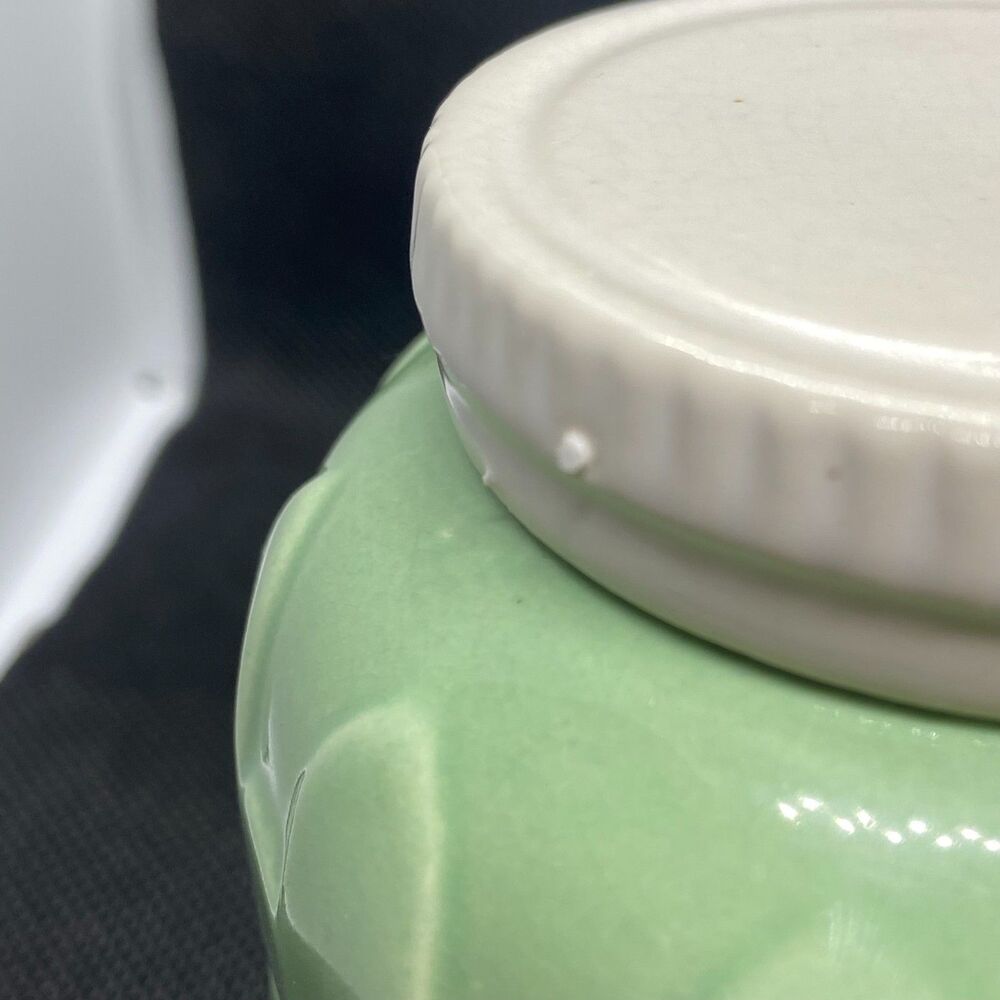 CLEARANCE ceramic relish jar with lid and spoon green vintage retro kitch - Picture 10 of 12